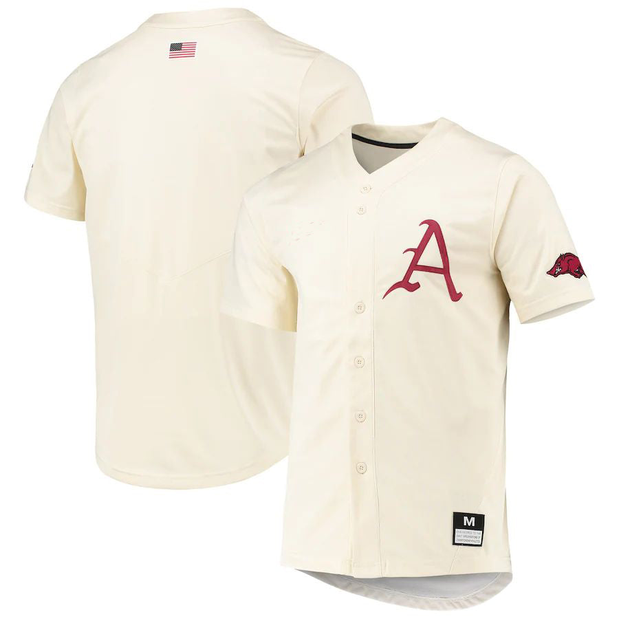 A.Razorbacks Replica Baseball Jersey Natural Stitched American College Jerseys