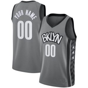 Custom B.Nets Jordan Brand Swingman Jersey Statement Edition Gray American Stitched Basketball Jersey