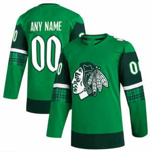 Custom C.Blackhawks 2023 St. Patrick's Day Primegreen Authentic Jersey - Kelly Green Stitched American Hockey Jerseys