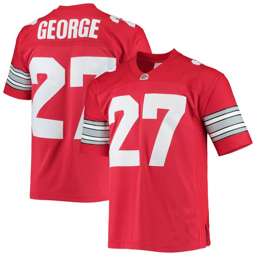 O.State Buckeyes #27 Eddie George Mitchell & Ness 1995 Authentic Throwback Legacy Jersey Scarlet Football Jersey Stitched American College Jerseys