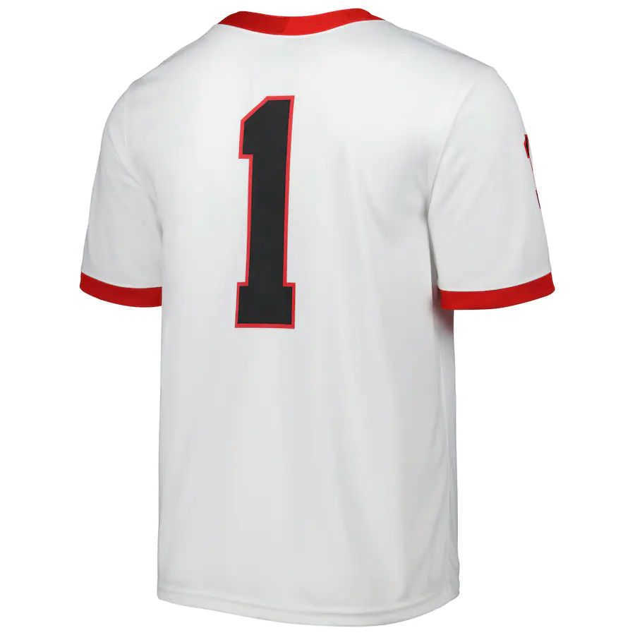 #1 G.Bulldogs Away Game Jersey White Stitched American College Jerseys
