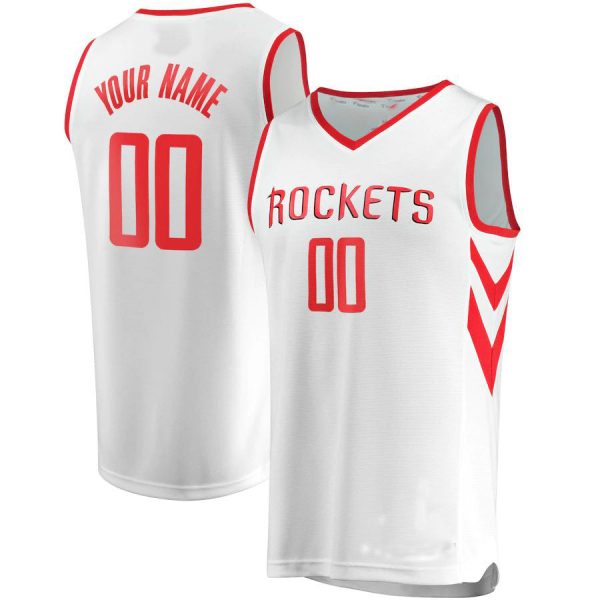Custom H.Rockets Fanatics Branded Fast Break Replica Jersey White  Association Edition Stitched Basketball Jersey