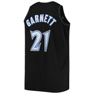 M.Timberwolves #21 Kevin Garnett Mitchell & Ness Big & Tall Hardwood Classics Jersey  Black Stitched American Basketball Jersey