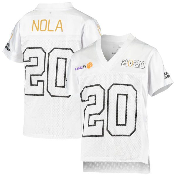 #20 L.Tigers vs Clemson Tigers Fanatics Branded 2020 CFP National Championship Matchup Replica Jersey White Football Jersey Stitched American College Jerseys