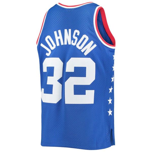 W.Conference #32 Magic Johnson Mitchell & Ness 1985 All-Star Game Swingman Jersey Royal Stitched American Basketball Jersey