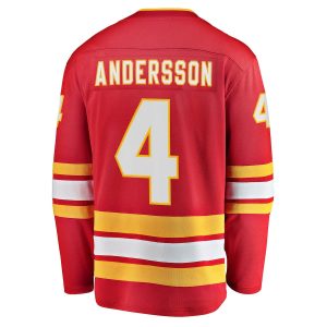 C.Flames #4 Rasmus Andersson Fanatics Branded Home Team Breakaway Player Jersey Red Stitched American Hockey Jerseys