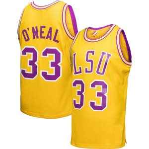 L.Tigers #33 Shaquille O'Neal Mitchell & Ness Player Swingman Jersey  Gold Basketball Jersey Stitched American College Jerseys