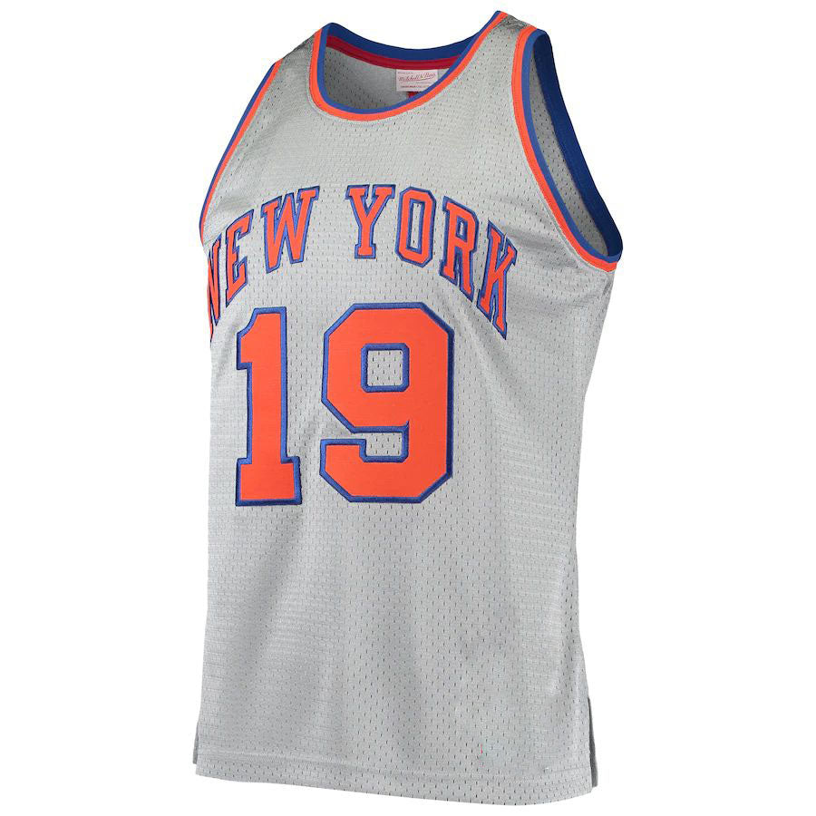 NY.Knicks #19 Willis Reed Mitchell & Ness 75th Anniversary 1969-70 Hardwood Classics Swingman Jersey Silver Stitched American Basketball Jersey