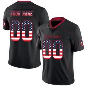 Custom Men's American Atlanta Falcons Black USA Fl...