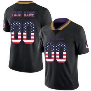 Custom Men's American Baltimore Ravens Black USA F...