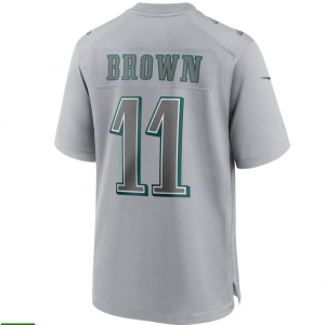 P.Eagles #11 A.J. Brown Super Bowl LVII Patch Atmosphere Fashion Game Jersey Gray Stitched American Football Jerseys