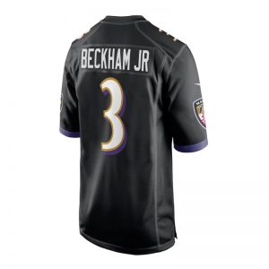 B.Ravens #3 Odell Beckham Jr. Alternate Game Jersey - Black Stitched American Football Jerseys