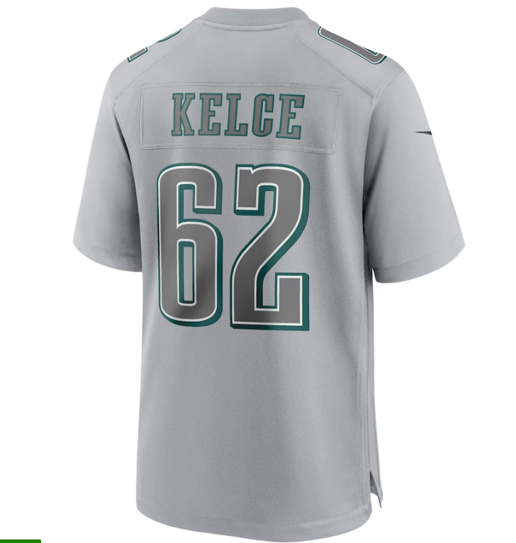 P.Eagles #62 Jason Kelce Super Bowl LVII Patch Atmosphere Fashion Game Jersey Gray Stitched American Football Jerseys