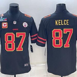 chiefs #87 black red jersey