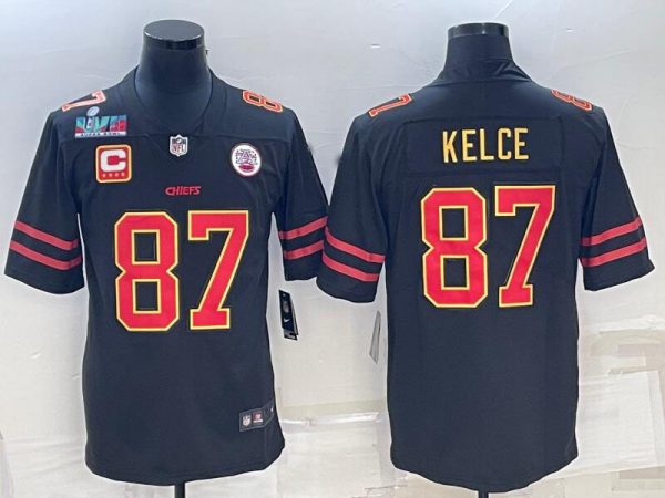 chiefs #87 black red jersey