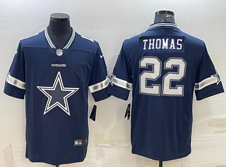 cowboys custom #22 thomas blue jersey